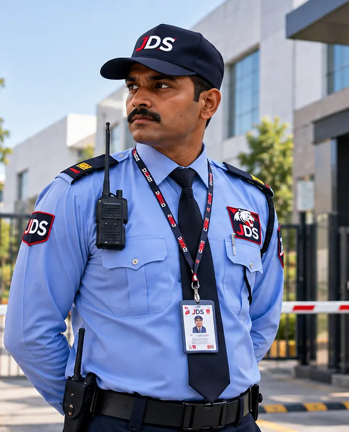 JDS security guard on duty at a client site in Gujarat